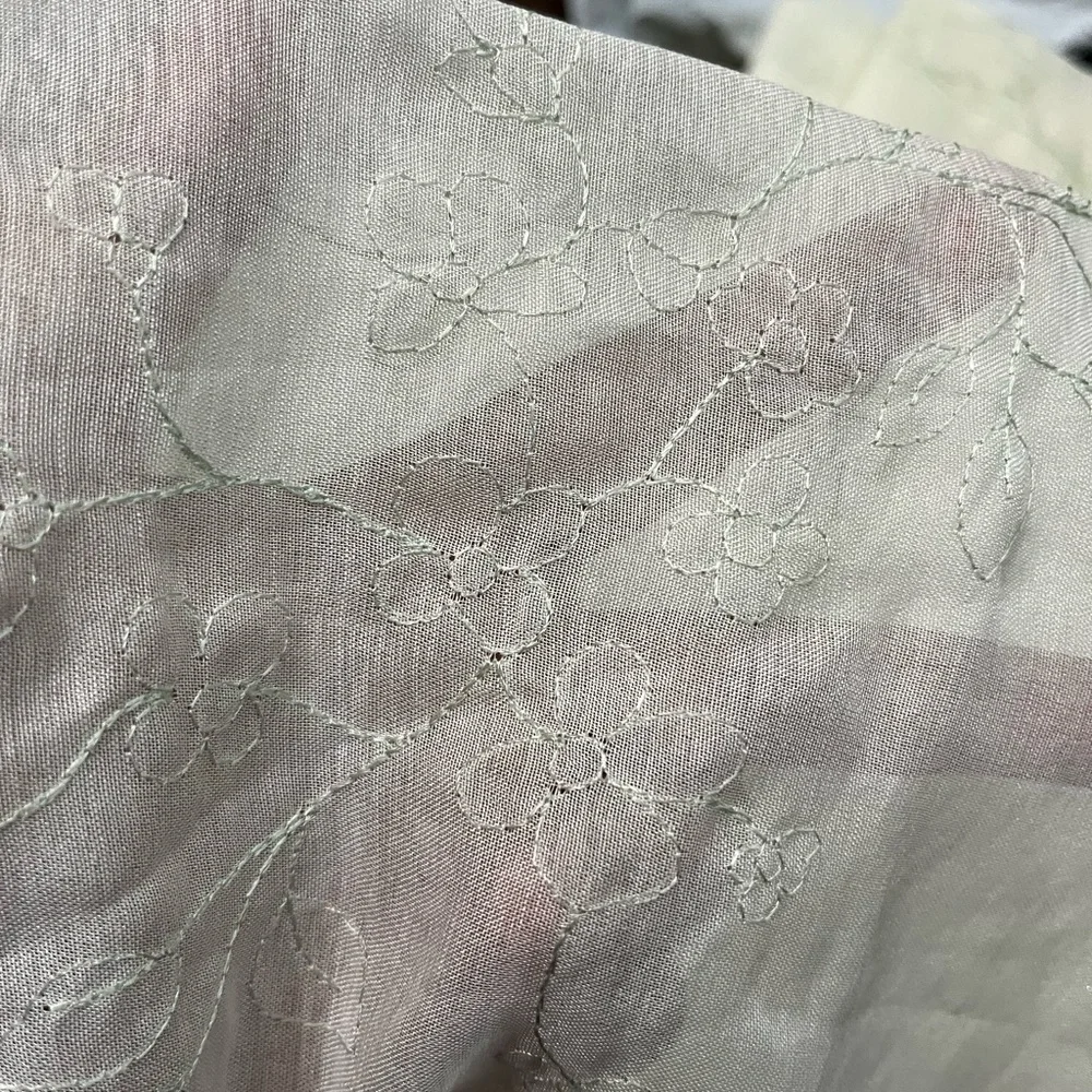 NWOT SET OF 2 SHEER CURTAIN PANELS W/NEEDLE EMBROIDERY